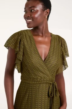 Lace Wrap Midi Dress