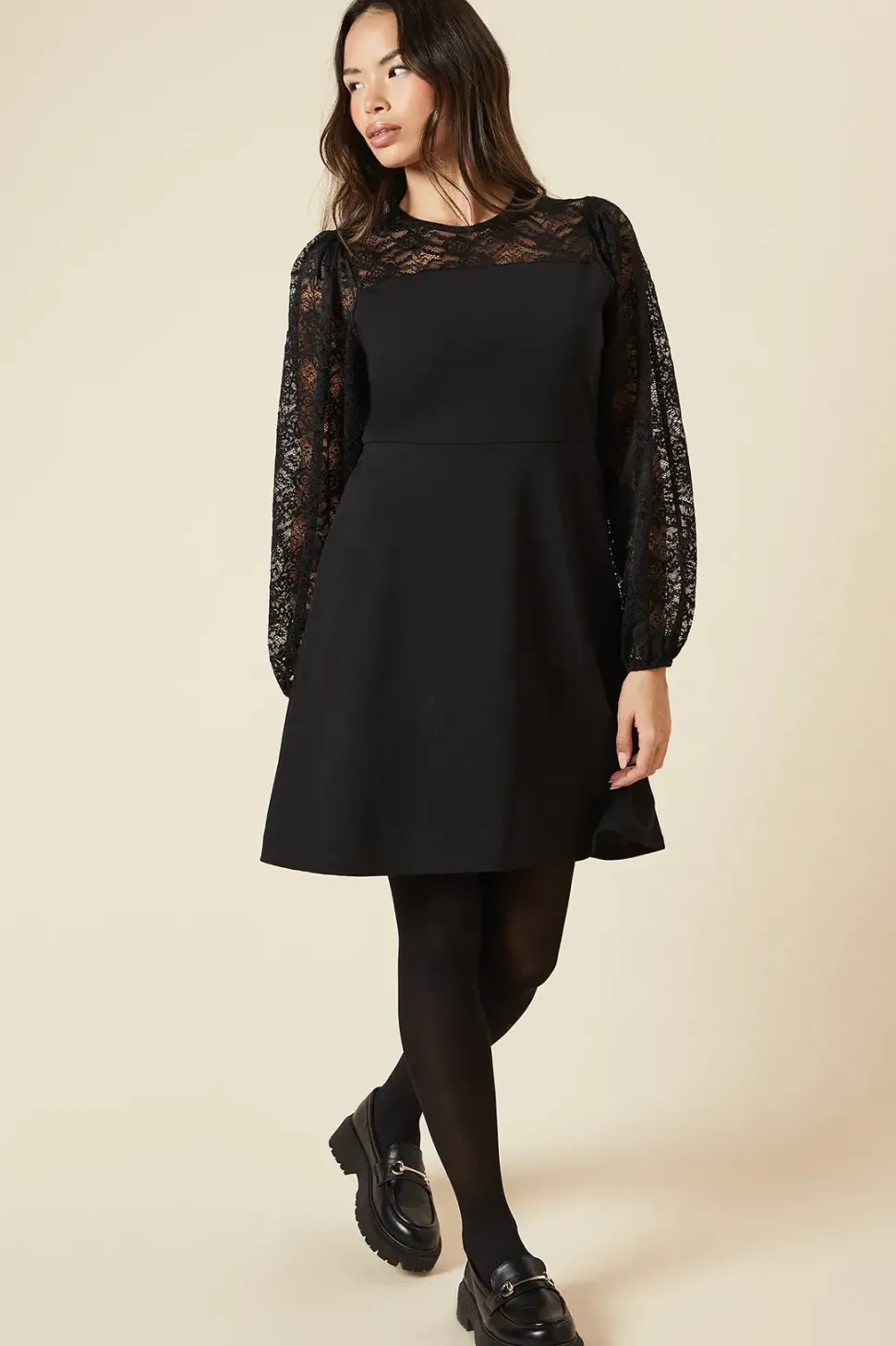 Lace Yoke Mini Dress