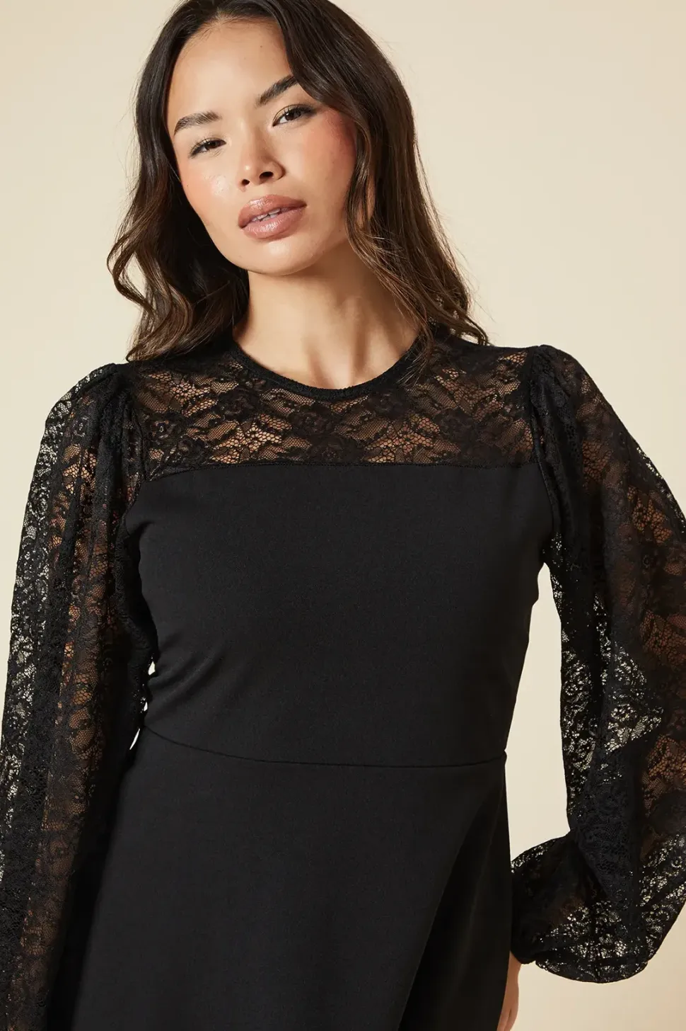 Lace Yoke Mini Dress