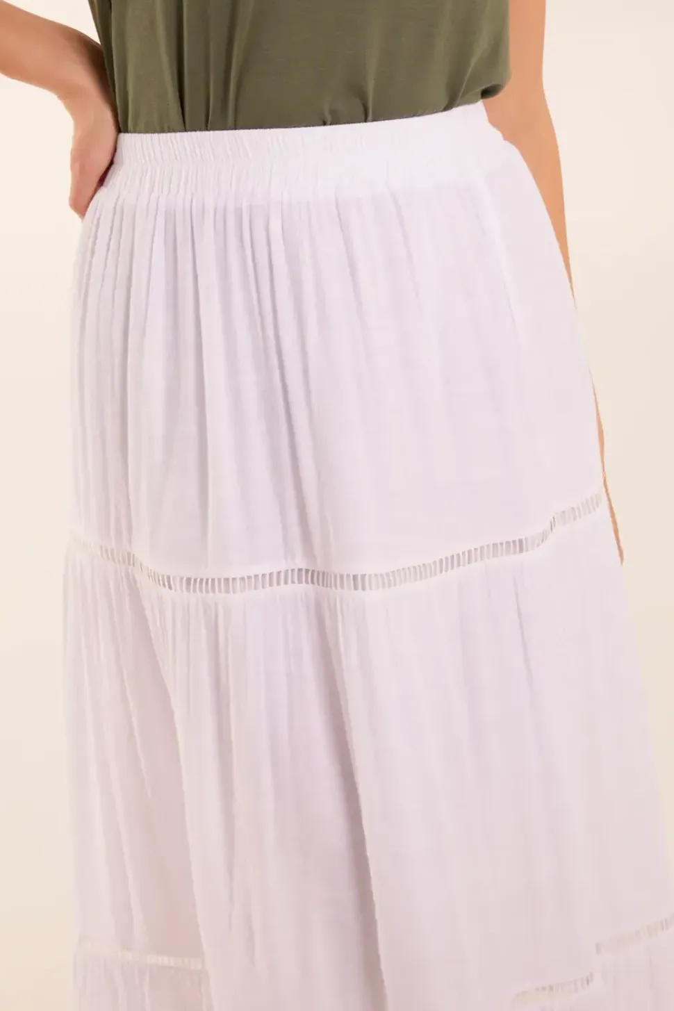 Ladder Trim Midi Skirt