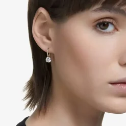 Ladies Constella Gold Plated Hoop Dropper Earrings 5638802