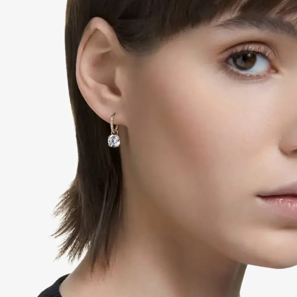 Ladies Constella Gold Plated Hoop Dropper Earrings 5638802