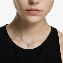 Ladies Constella Rhodium-Plated Halo Necklace 5636264