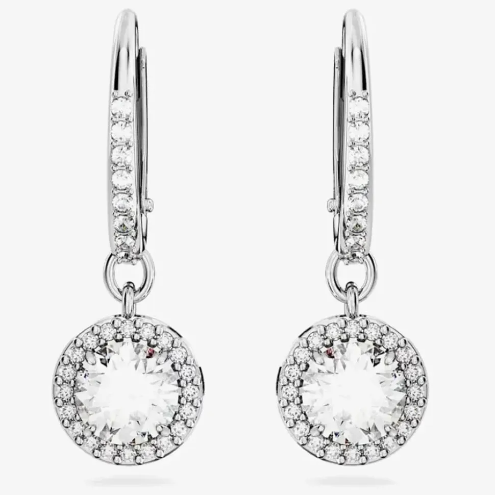 Ladies Constella Silver Dropper Hoop Earrings 5636270