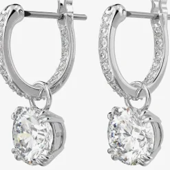 Ladies Constella Silver Hoop Dropper Earrings 5636717