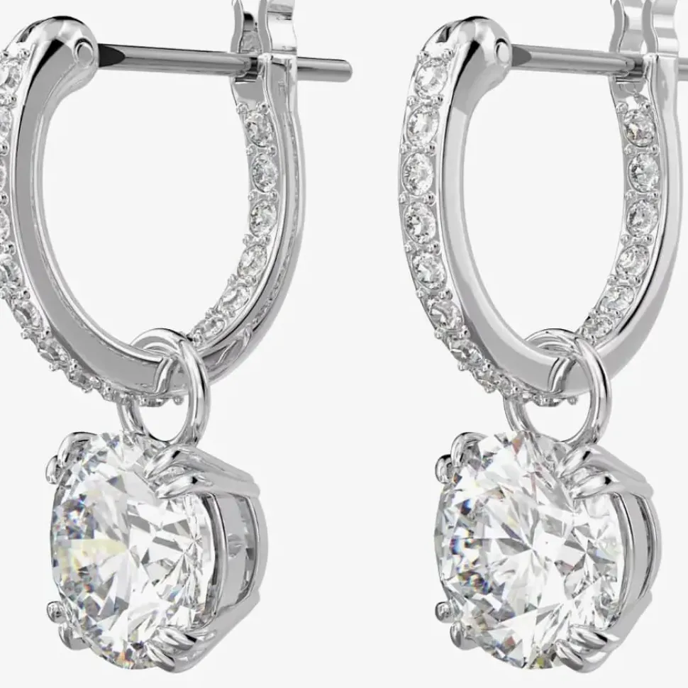 Ladies Constella Silver Hoop Dropper Earrings 5636717