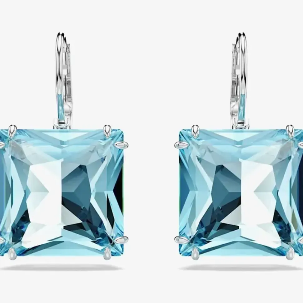 Ladies Millenia Blue Square Cut Dropper Earrings 5619472