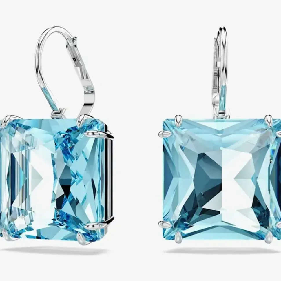Ladies Millenia Blue Square Cut Dropper Earrings 5619472