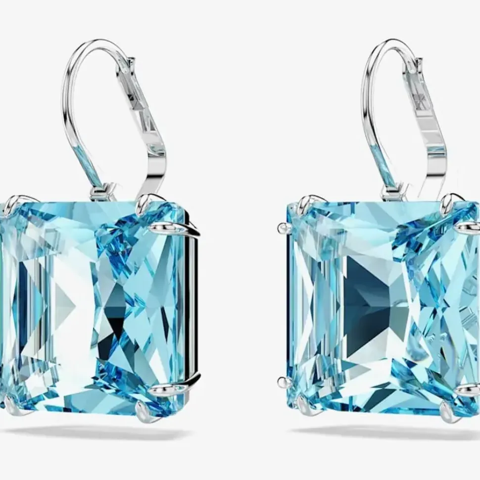 Ladies Millenia Blue Square Cut Dropper Earrings 5619472