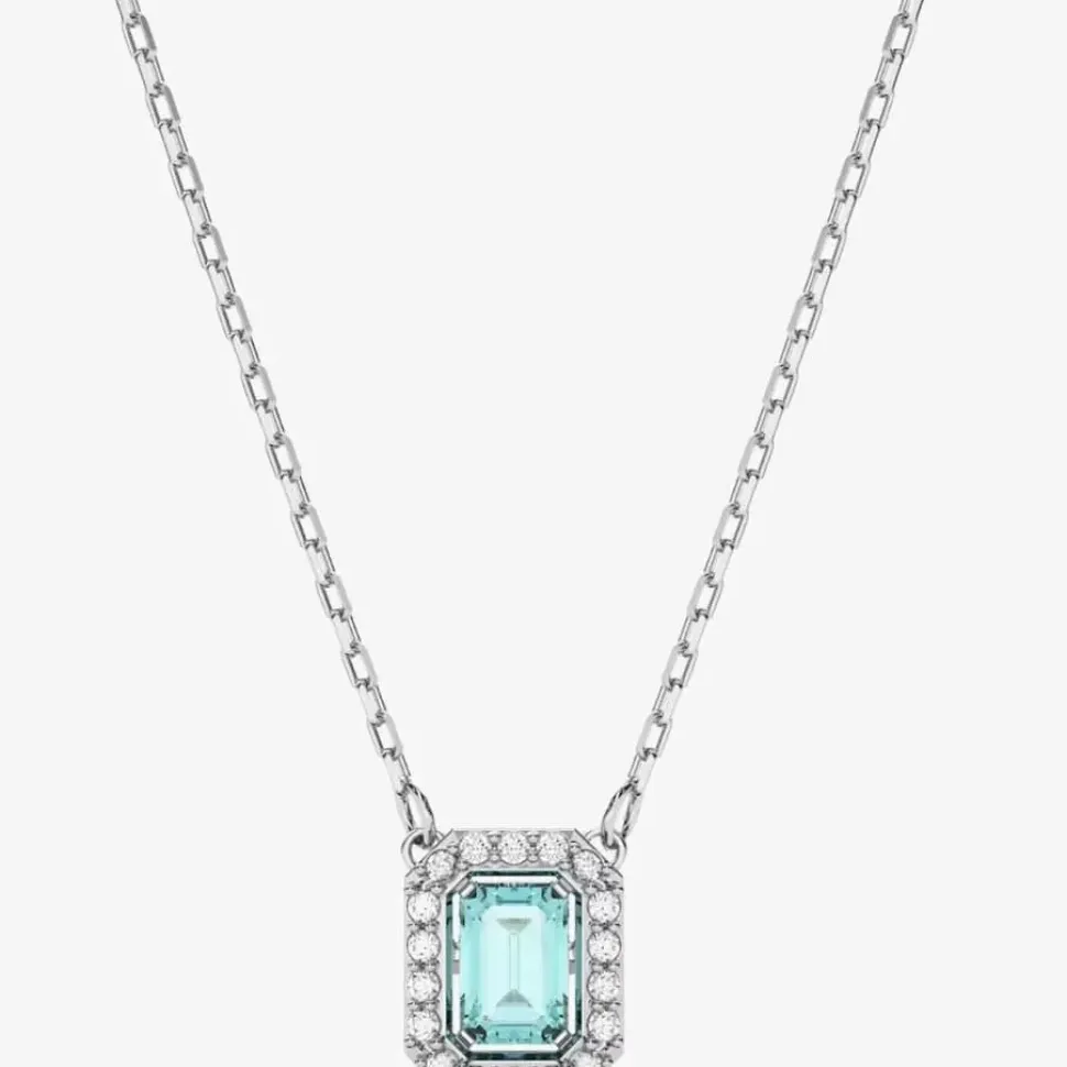 Ladies Millenia Rhodium Plated Blue Octagon Necklace 5640289
