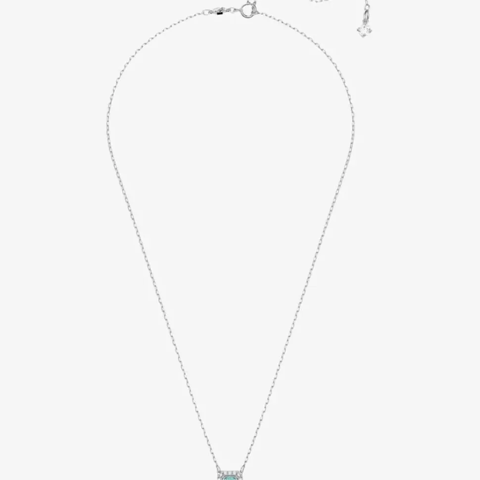 Ladies Millenia Rhodium Plated Blue Octagon Necklace 5640289