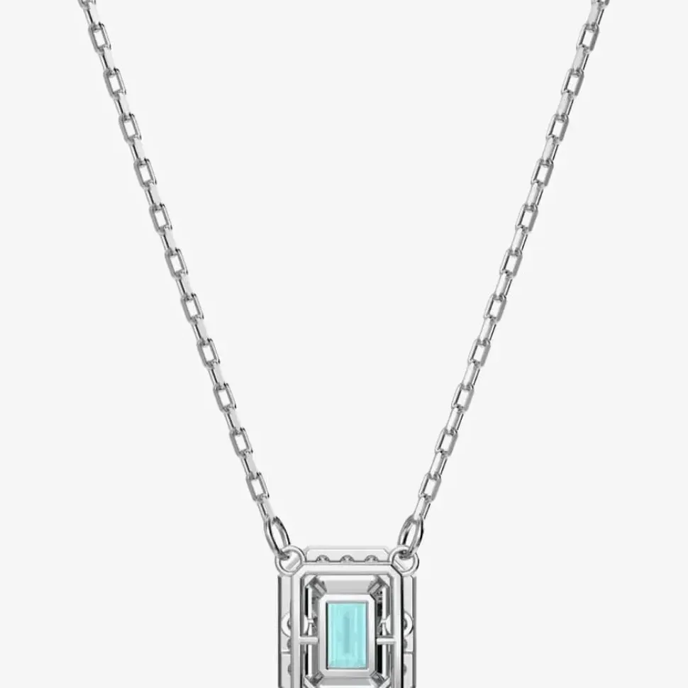Ladies Millenia Rhodium Plated Blue Octagon Necklace 5640289