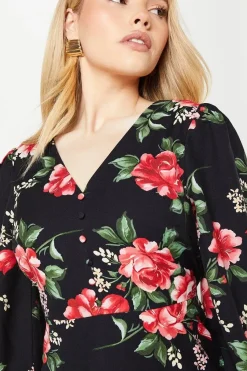 Large Floral Button Front Mini Dress