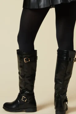 Lauren Double Buckle Knee High Flat Riding Boot