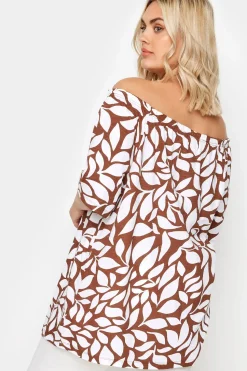 Leaf Print Bardot Top