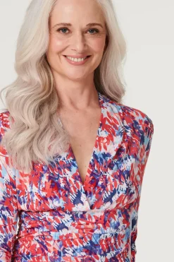 Leaf Print Bodycon Midi Dress