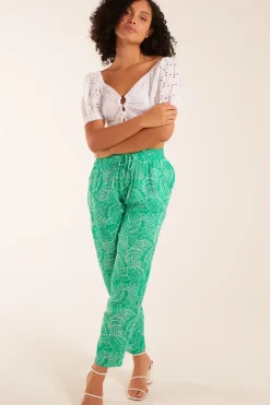Leaf Print Capri Trousers