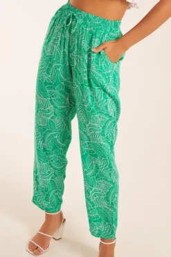 Leaf Print Capri Trousers