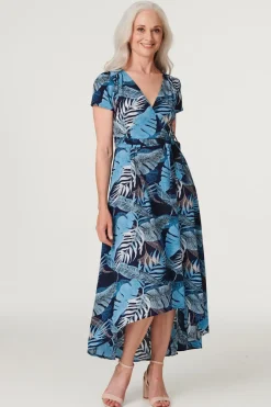 Leaf Print High Low Maxi Dress