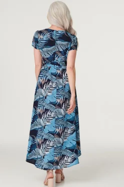 Leaf Print High Low Maxi Dress