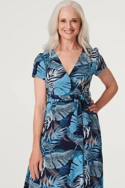 Leaf Print High Low Maxi Dress