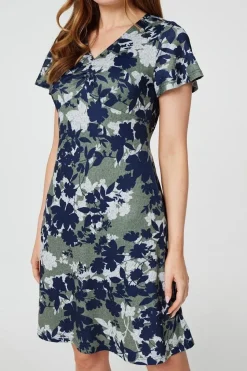 Leaf Print Short Skater Dress