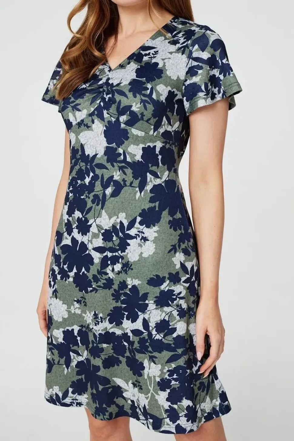 Leaf Print Short Skater Dress