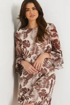 Leaf Print Sleeveless Shift Dress