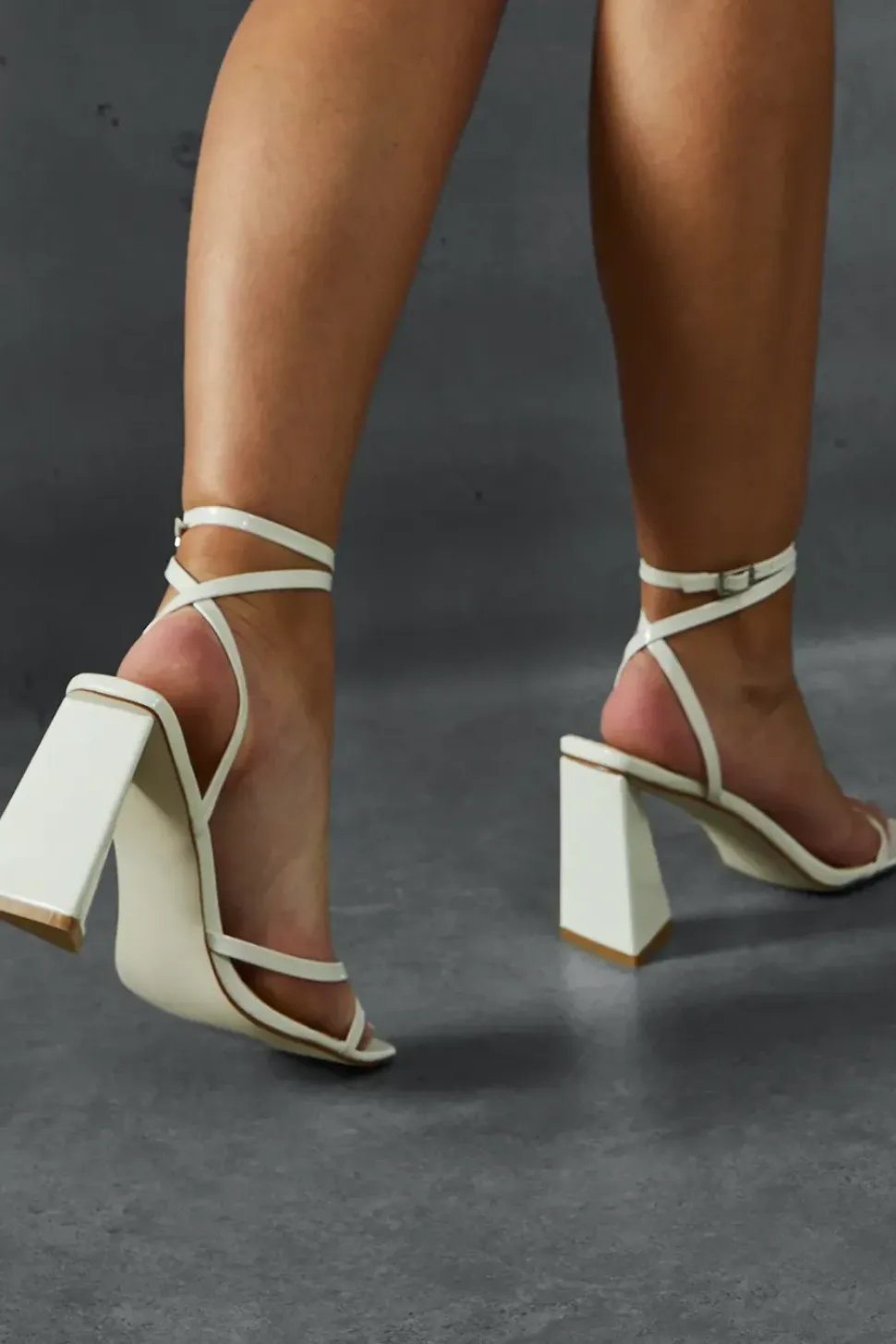 Leather Look Barely There Block Heels