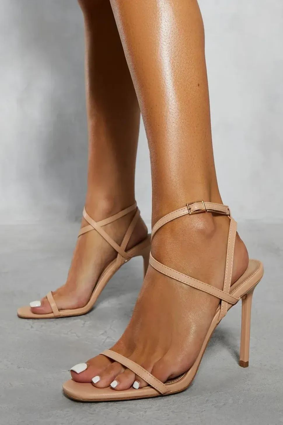 Leather Look Barely There Heels