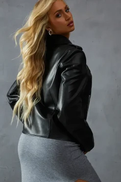 Leather Look Biker Jacket