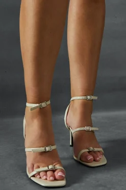 Leather Look Buckle Detail Heels