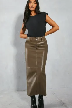 Leather Look Column Maxi Skirt