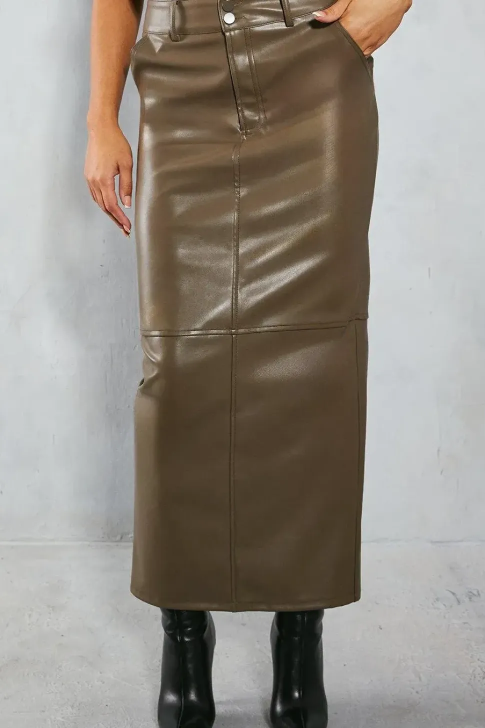 Leather Look Column Maxi Skirt