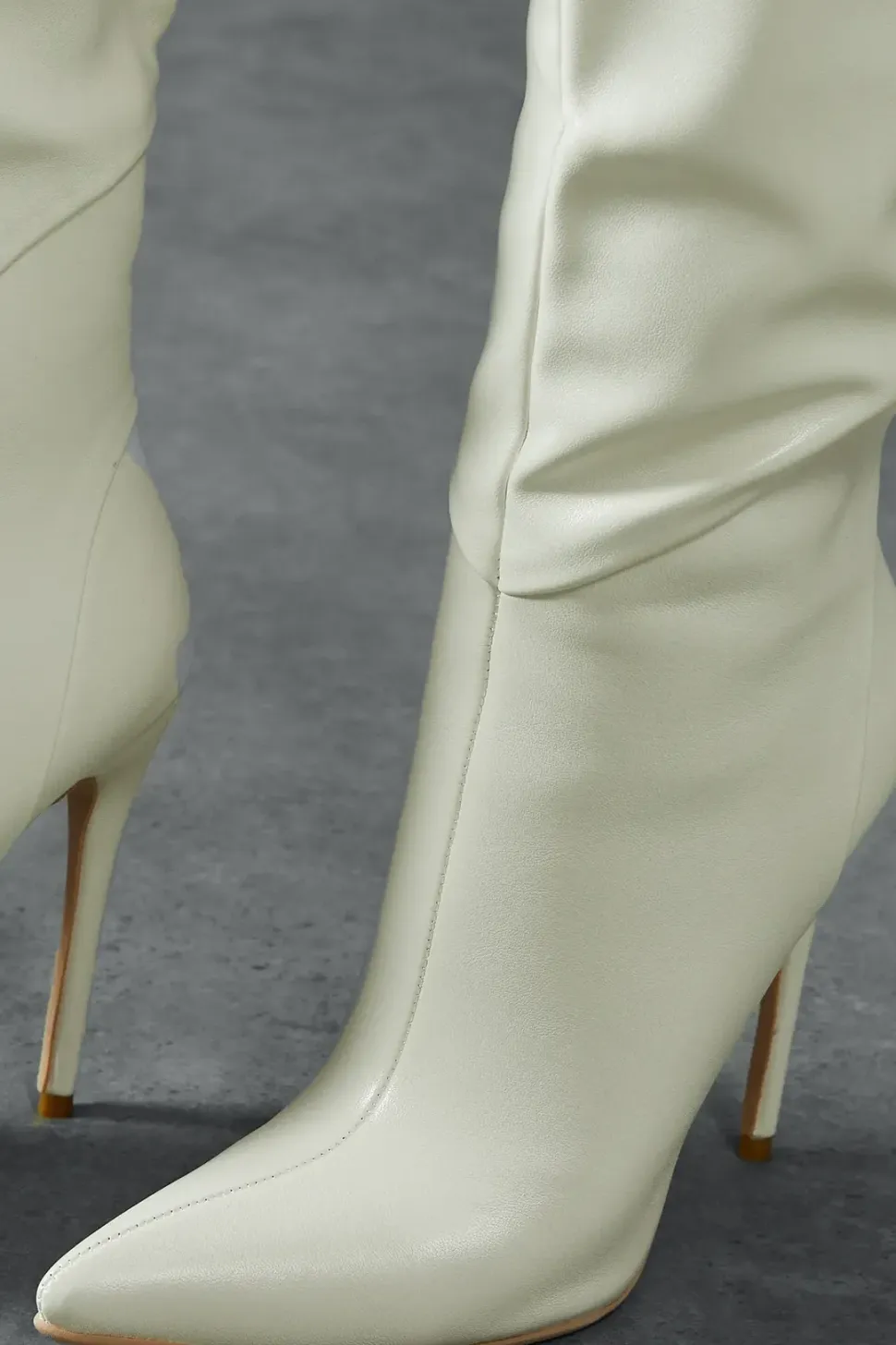Leather Look Dip Front Stiletto Boots