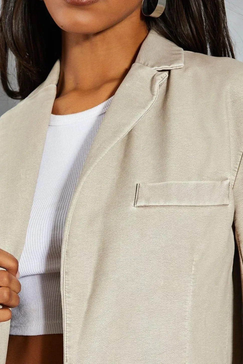 Leather Look Oversized Blazer