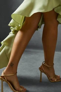 Leather Look Padded Strappy Heels