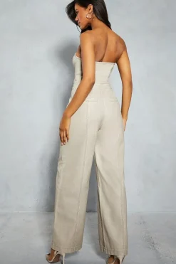 Leather Look Strapless Jumpsuit