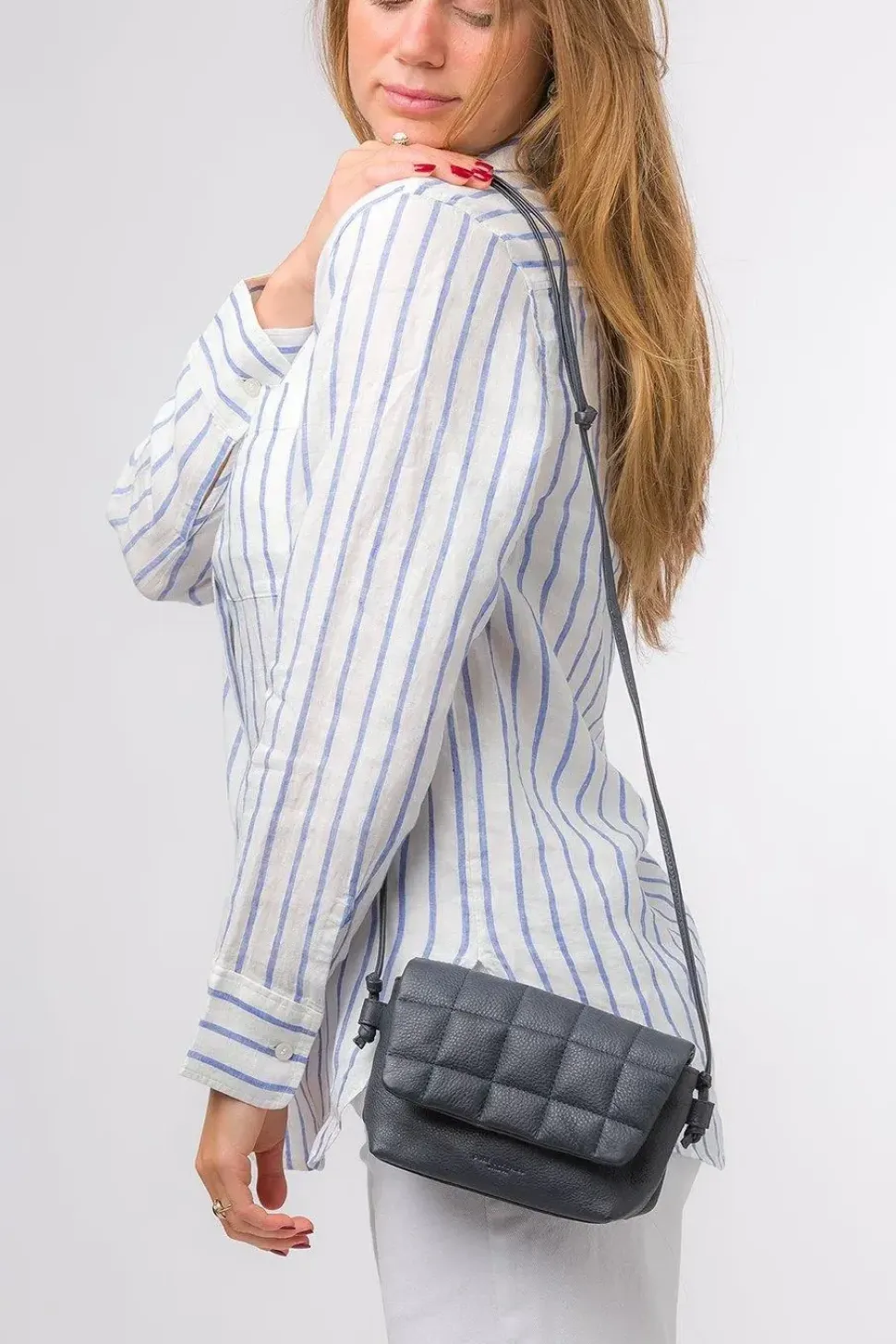 Leather Look Twist Handle Grab Bag