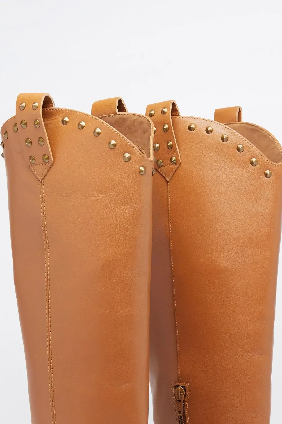 Leather Stud Harness Knee High Cowboy Boot