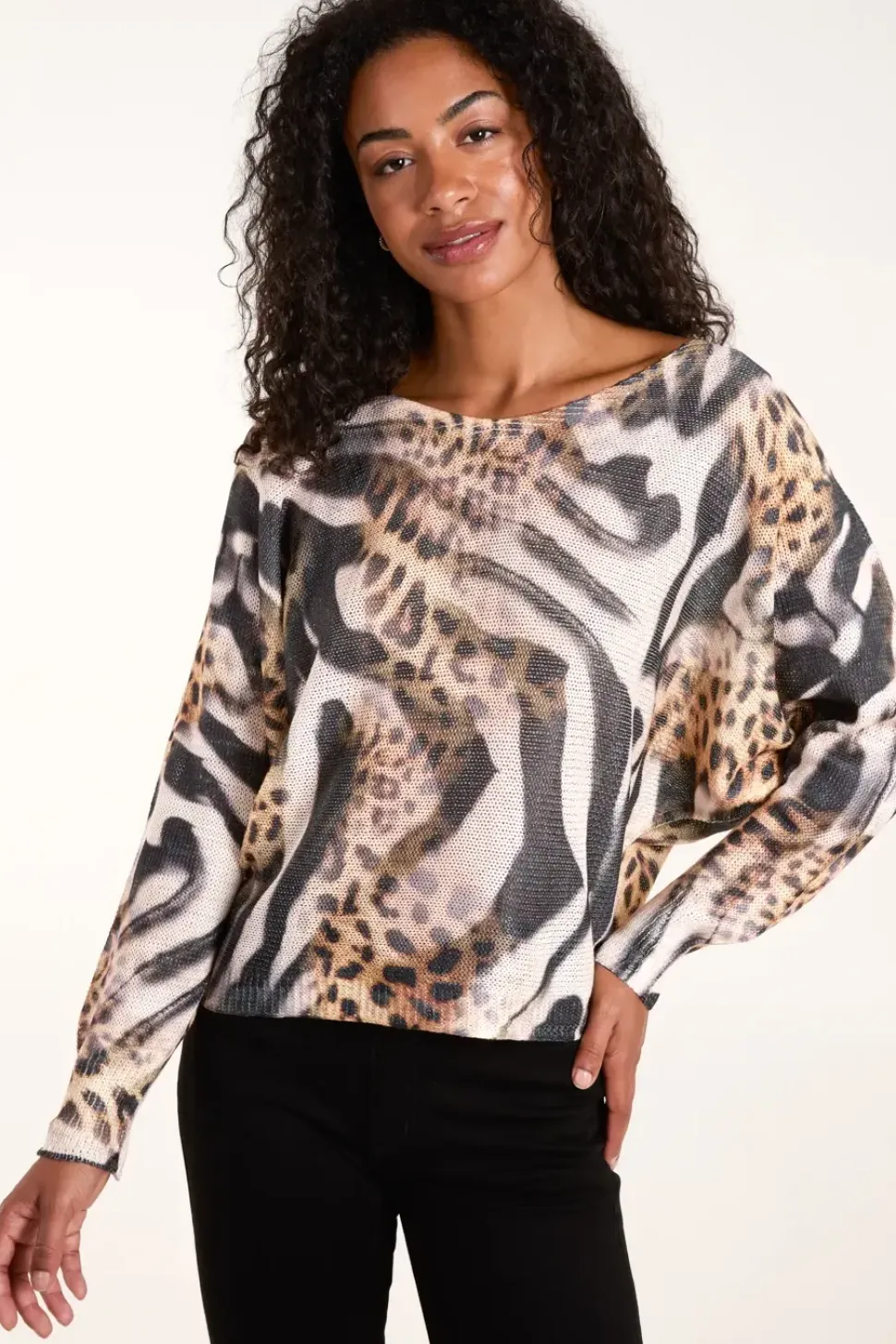 Leopard Abstract Fine Knit Jumper