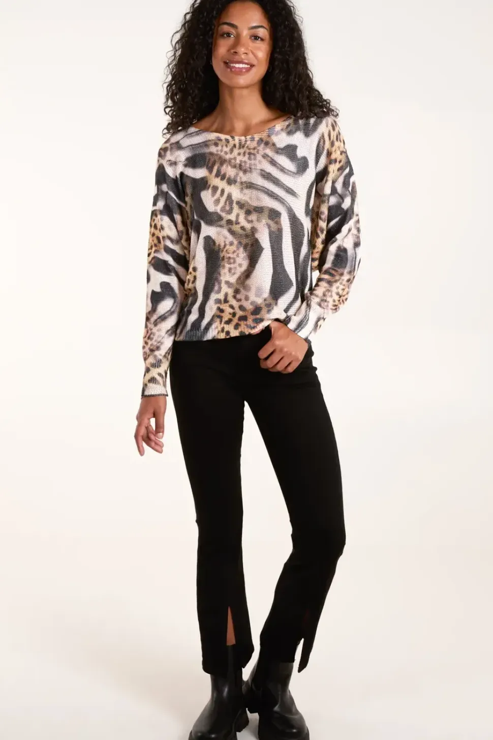 Leopard Abstract Fine Knit Jumper