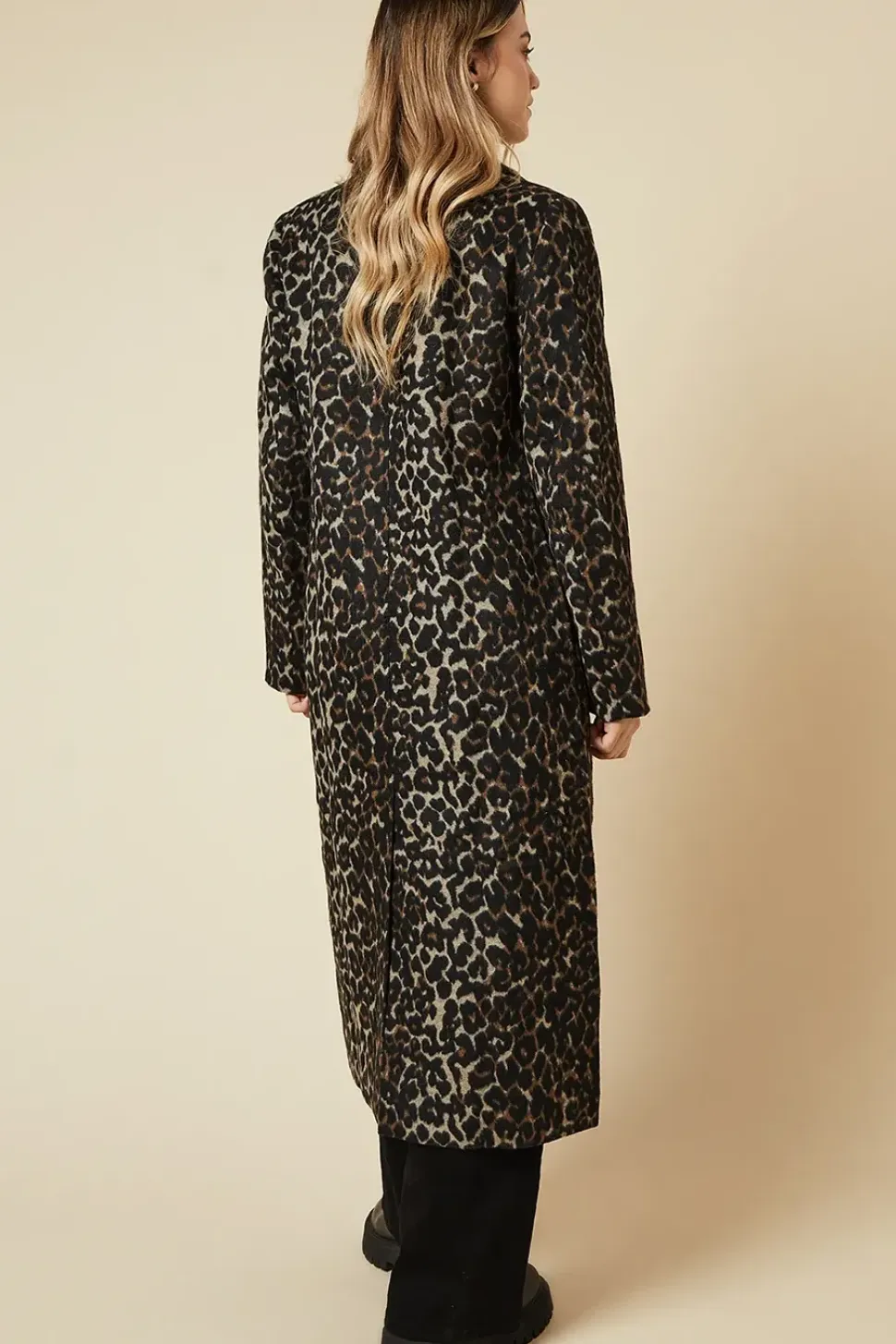 Leopard Animal Wool Midi Coat