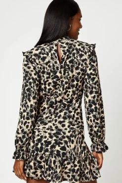 Leopard Frill Hem Mini Dress
