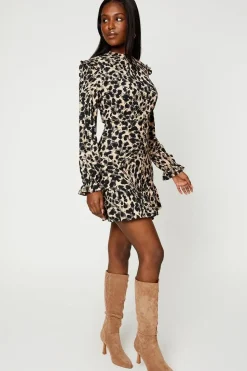 Leopard Frill Hem Mini Dress