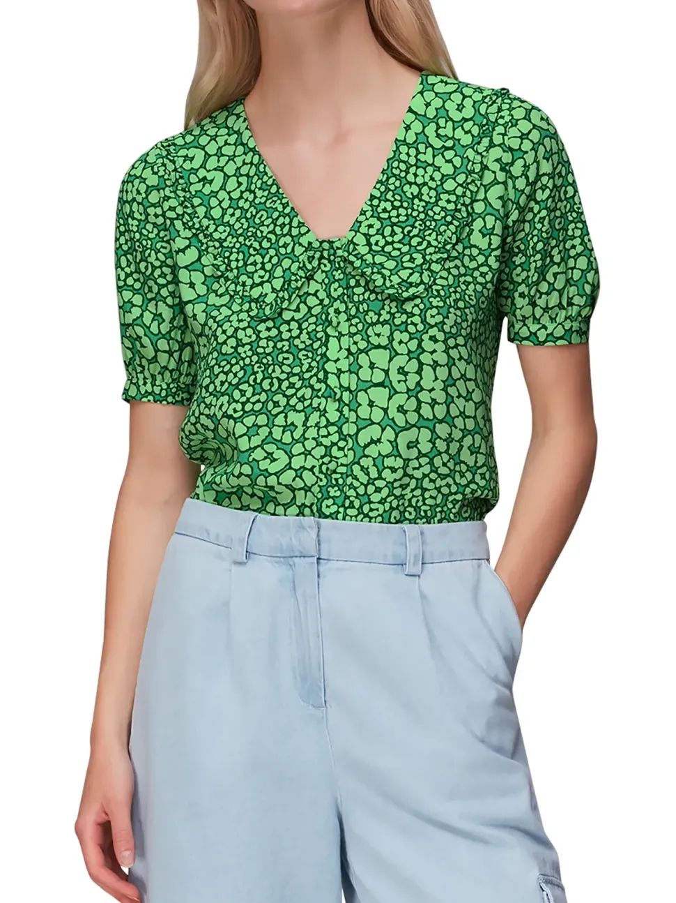 Leopard Petals Collar Top-