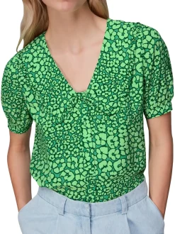 Leopard Petals Collar Top-