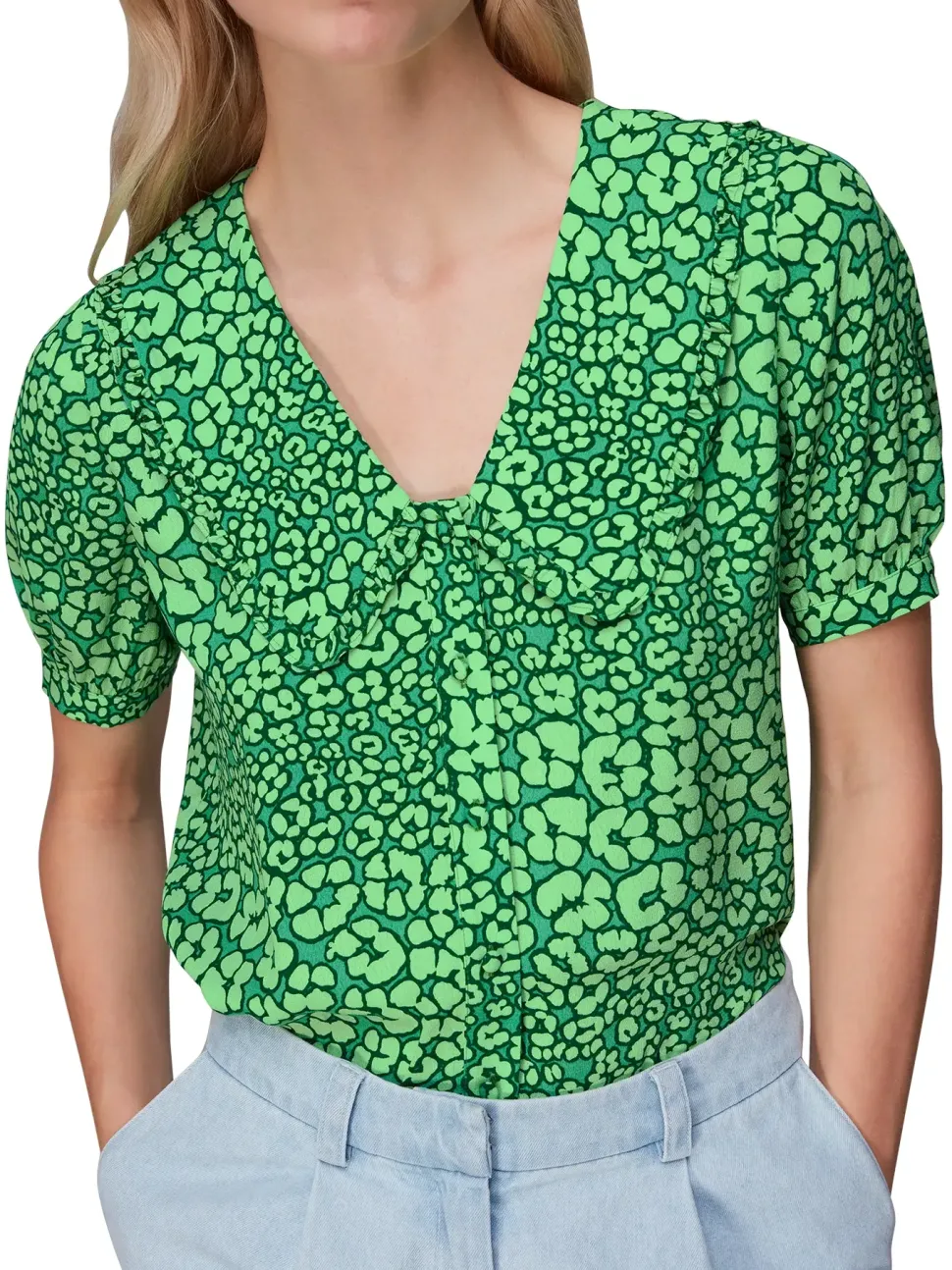 Leopard Petals Collar Top-