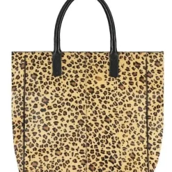 Leopard Print Calf Hair Large Leather Tote | BYBAB