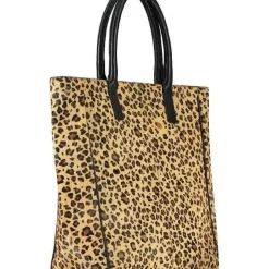 Leopard Print Calf Hair Large Leather Tote | BYBAB